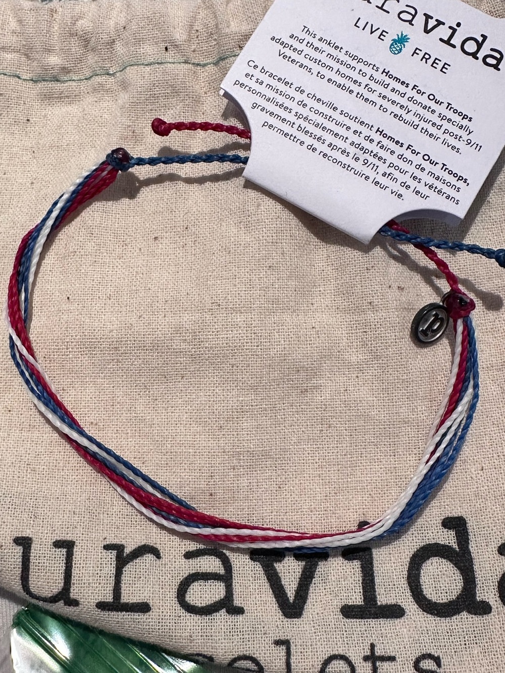 PURA VIDA Patriotic "Home For Our Troops" Anklet NEW Unisex RARE! - Picture 4 of 6